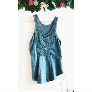 Free People Teal Cotton Tank